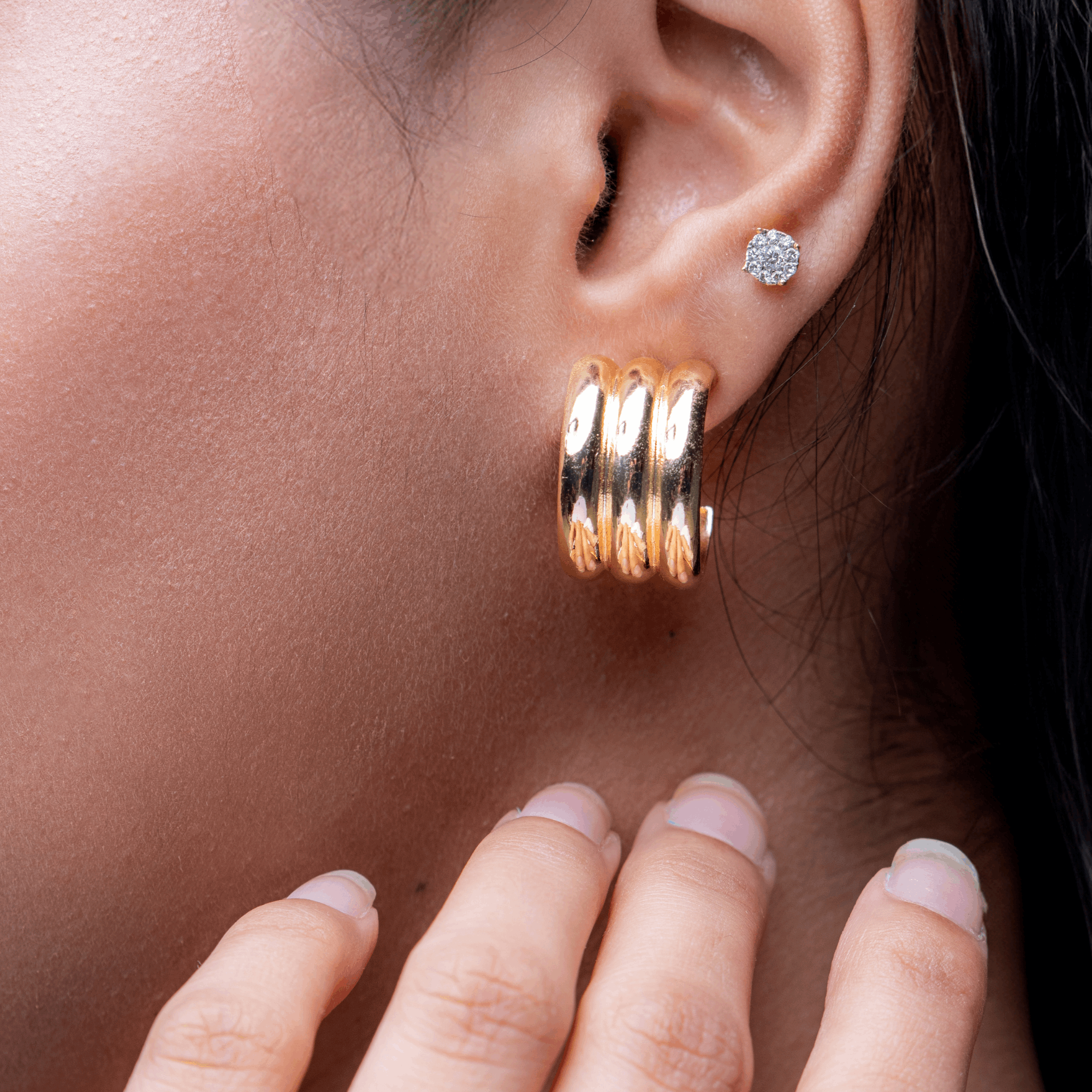 TRI-GOLDEN EARRINGS