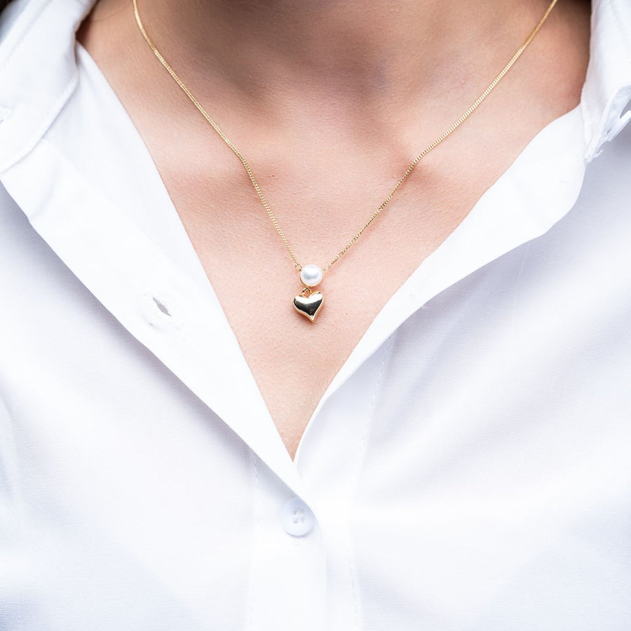 PEARL-HEART PENDANT - GOLD