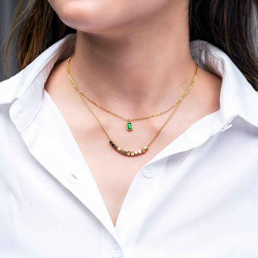 GREEN GEMSTONE PENDANT DUO