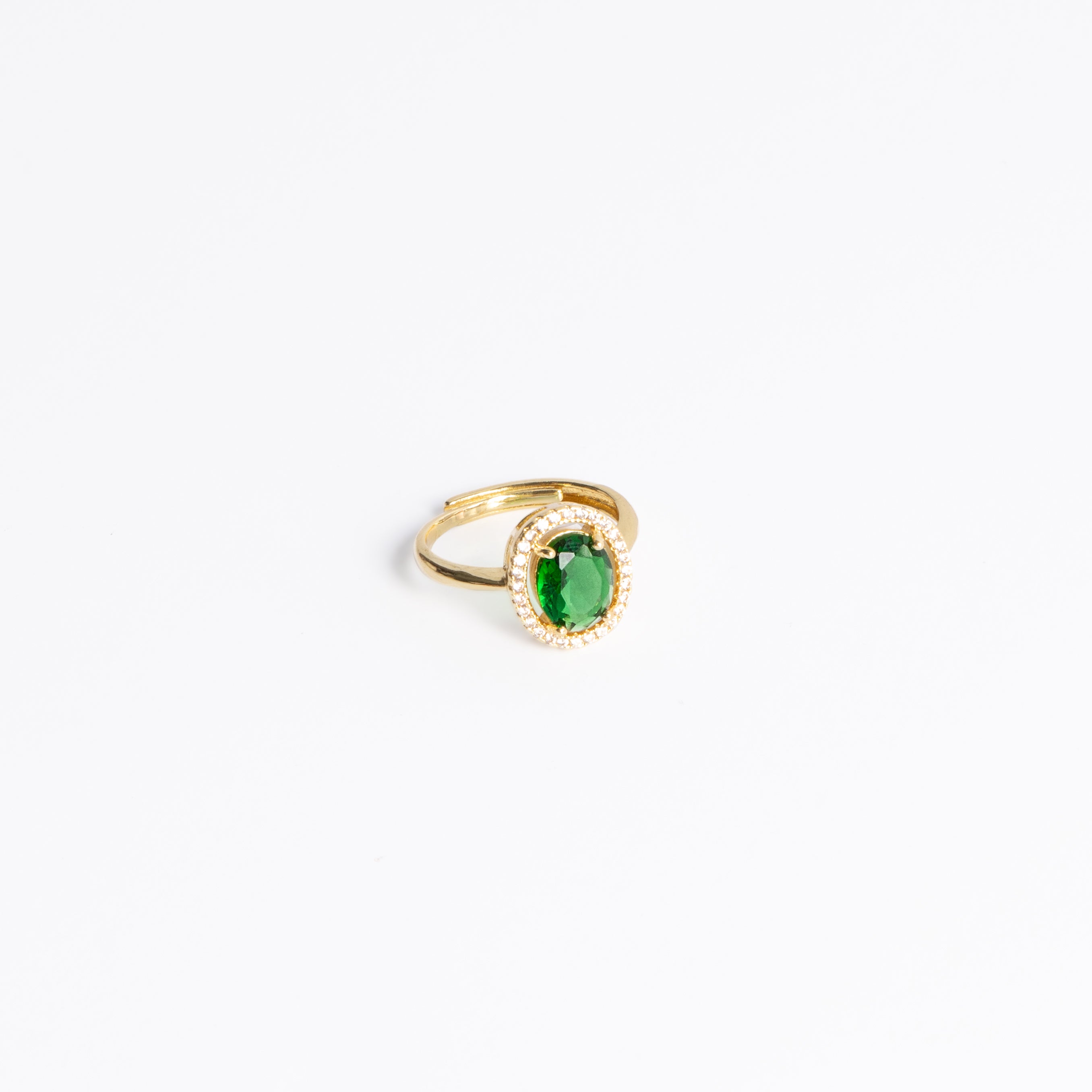 GREEN STONE PLATED RING