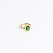 GREEN STONE PLATED RING