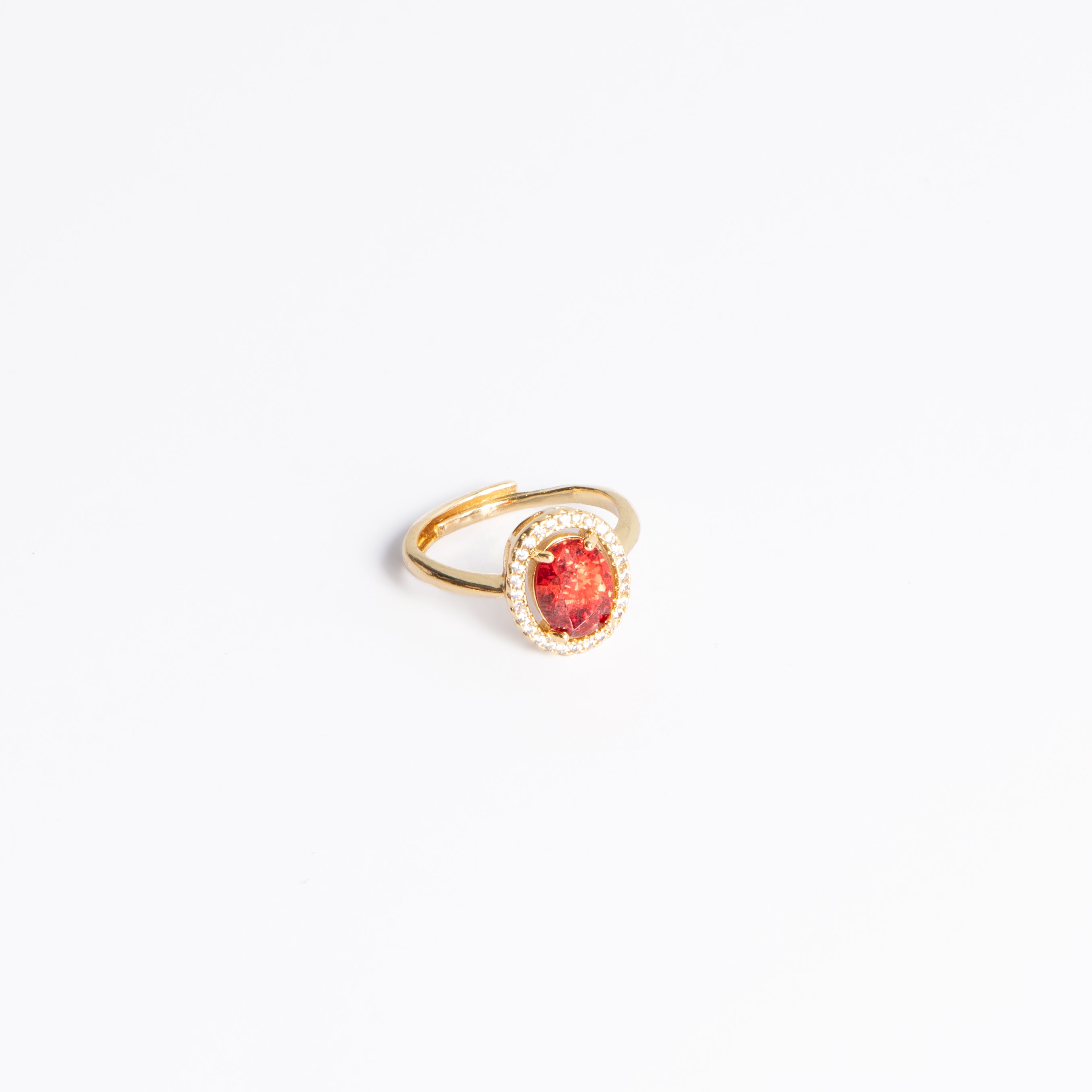 RED STONE PLATED RING