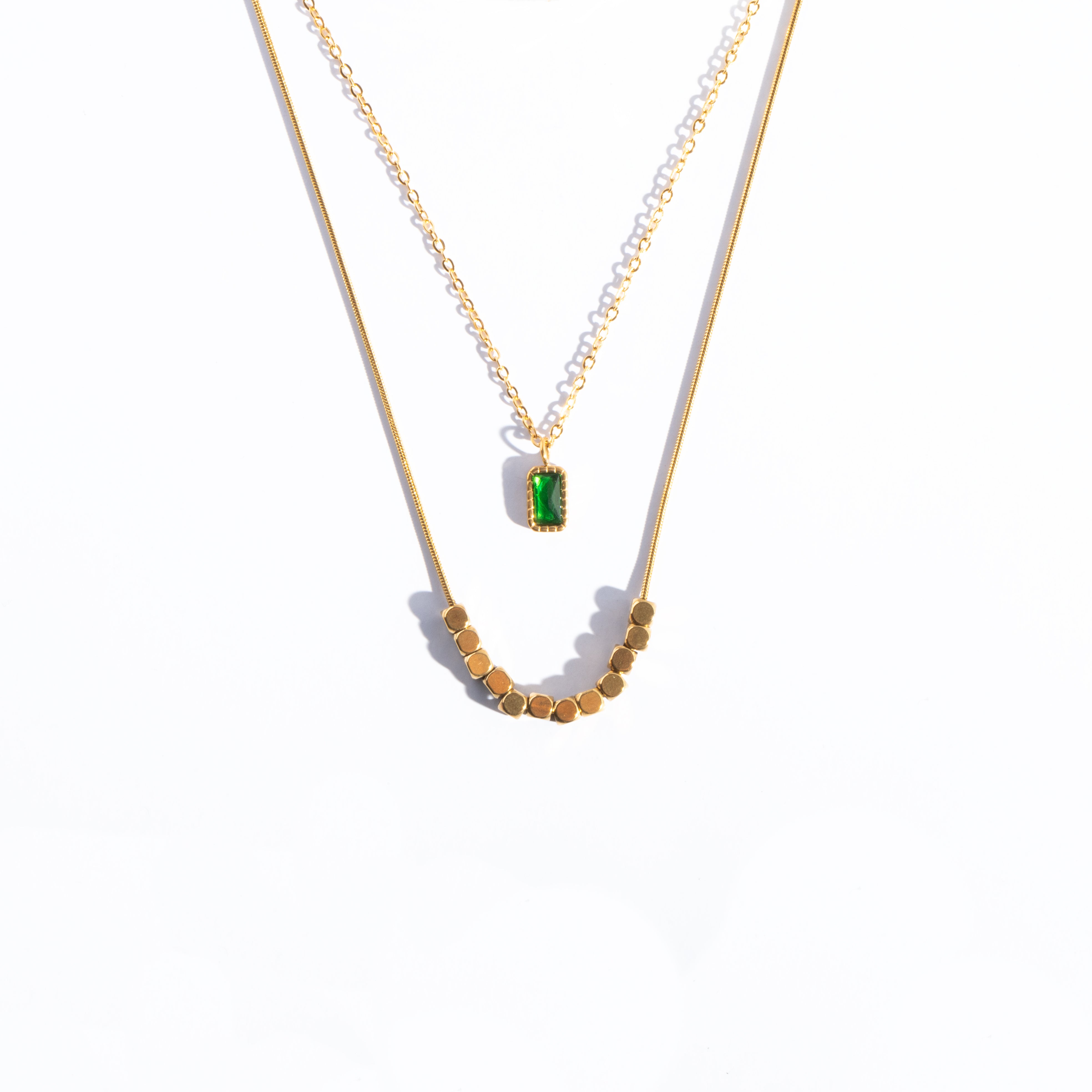 GREEN GEMSTONE PENDANT DUO