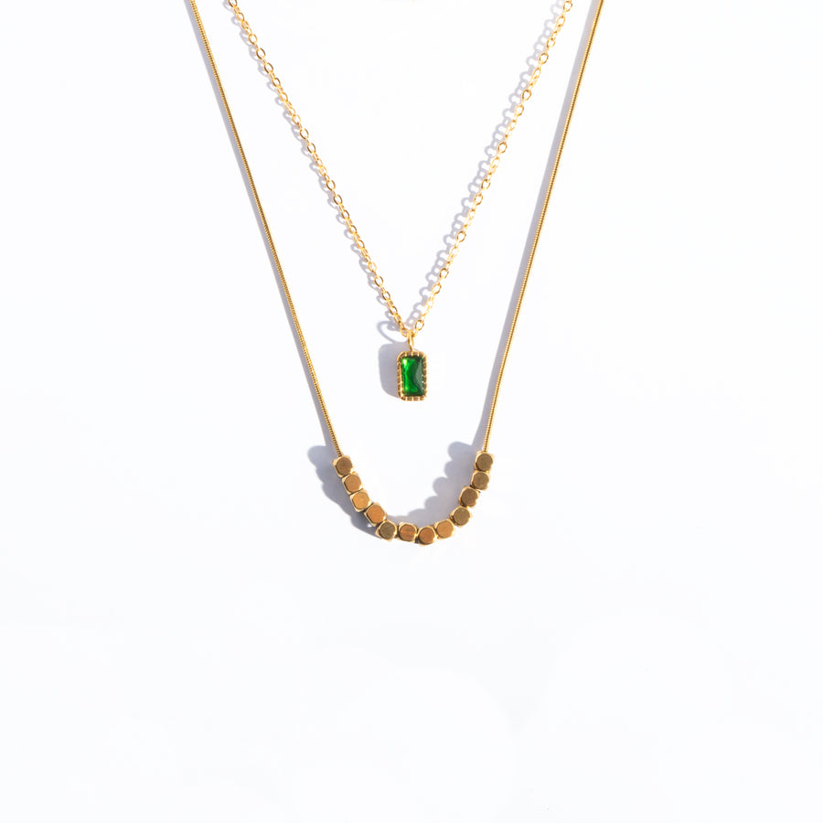 GREEN GEMSTONE PENDANT DUO