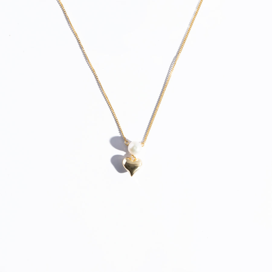 PEARL-HEART PENDANT - GOLD