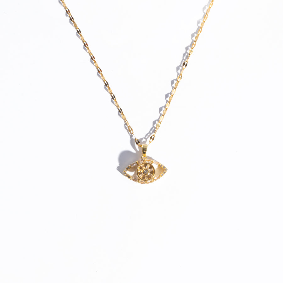 STUDDED EVIL-EYE SPINNING PENDANT