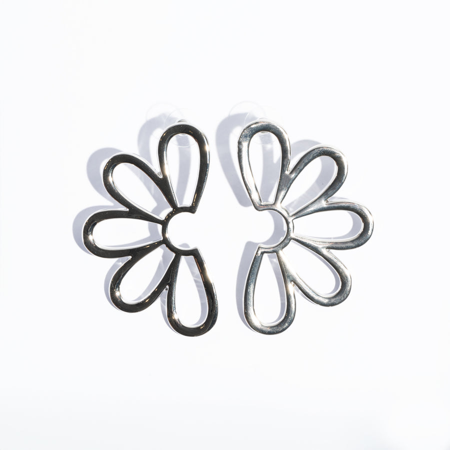 SILVER SUNFLOWER EARRINGS