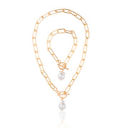 FLAT CHAINED PEARL SET