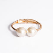 TWIN-PEARL STATEMENT BANGLE - GOLD