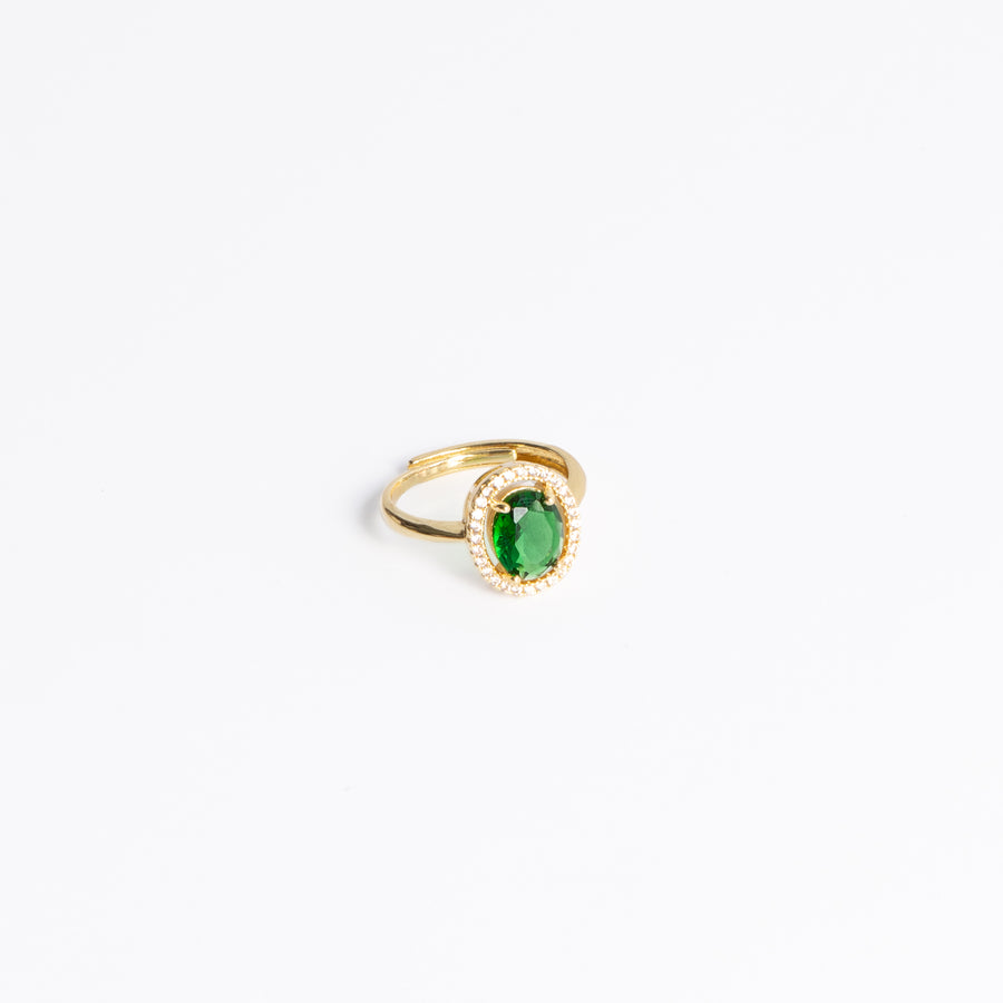 GREEN STONE PLATED RING