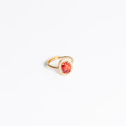 RED STONE PLATED RING
